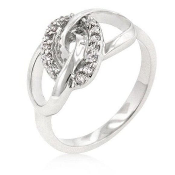 Infinity Knot Ring Size 10 Love Cocktail Statement Silver Rhodium Plated CZ - Picture 3 of 10